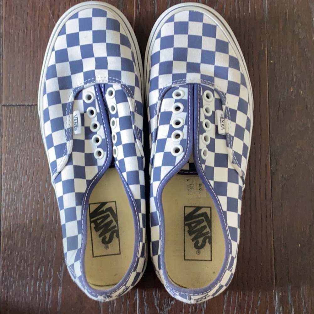 Custom Platform blue checkered vans!